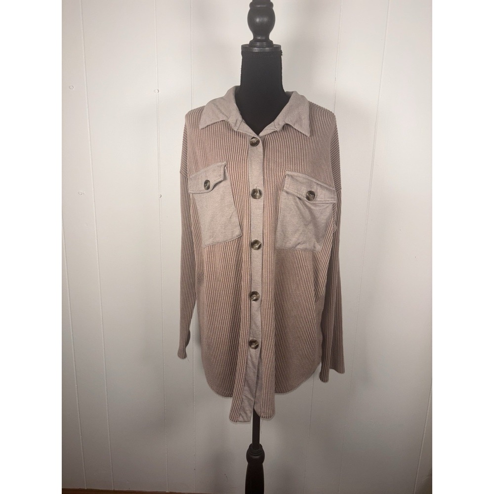 Reb. in J 220 Heather‎ brown Ribbed Shirt Shacket Size XL Lightweight